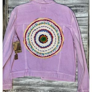 Recycled UpCycled Vintage Purple NWOT Tye Die Denim Jean Jacket Gypsy Hippie L